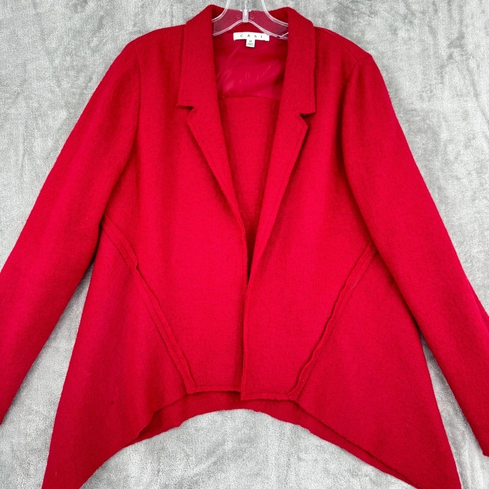 Cabi Jacket Womens Medium Valentina Wool‎ Asymmetric Hemline Holiday Red 528